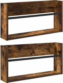 vidaXL Ράφι Περιοδικών με ράφι 2 pcs Καπνιστό Δρύς 60 x 12 x 30 εκ