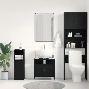 vidaXL Ντουλάπι Νιπτήρα Μπάνιου Μαύρο Δρυς 60x30x60 εκ. από Τεχνητό Ξύλο