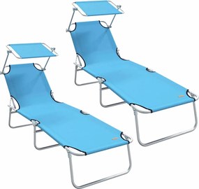 vidaXL Ξαπλώστρα 2 pcs Λαμπερό Μπλε 58 x 188 x 77 εκ. Πολυεστέρας