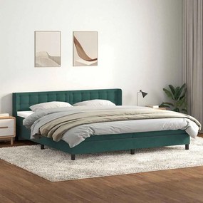 vidaXL Κρεβάτι Boxspring με Στρώμα Σκούρο Πράσινο 180x210εκ. Βελούδινο