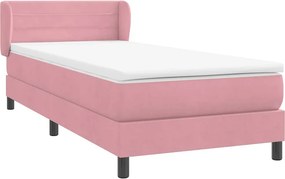 vidaXL Κρεβάτι Boxspring με Στρώμα Ροζ 80x220 εκ. Βελούδινο
