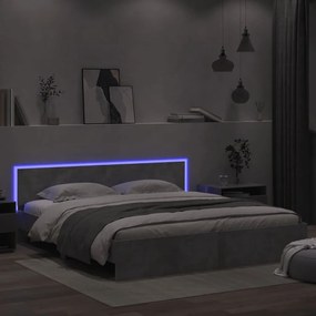 Πλαίσιο Κρεβατιού με Κεφαλάρι/LED Γκρι Σκυροδεμ. 180x200 εκ