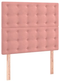vidaXL Κρεβάτι Boxspring με Στρώμα Ροζ 90x200 εκ. Βελούδινο