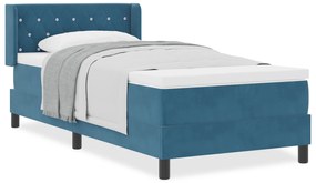 vidaXL Κρεβάτι με Σπαστό Στρώμα Σκούρο Μπλε 90x200 εκ. Βελούδο