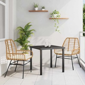 vidaXL Σέτ φαγητού για κήπο 3 pcs Καφέ συνθετικό ρατάν