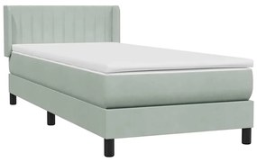 Box Spring κρεβάτι με στρώμα ανοιχτό γκρι 100x220 εκ. Βελούδινο - Γκρι
