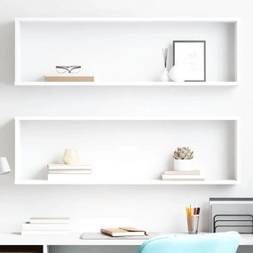 vidaXL Ράφια Κύβοι Τοίχου 2 τεμ. Λευκά 100 x 15 x 30 εκ. Επεξ. Ξύλο