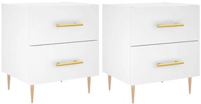 vidaXL Κομοδίνα 2 τεμ. Λευκά 40 x 35 x 47,5 εκ. από Επεξεργασμένο Ξύλο