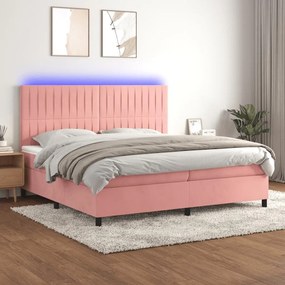 ΚΡΕΒΑΤΙ BOXSPRING ΜΕ ΣΤΡΩΜΑ &amp; LED ΡΟΖ 200X200 ΕΚ. ΒΕΛΟΥΔΙΝΟ 3136268