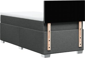 vidaXL Κρεβάτι Boxspring με Στρώμα Σκούρο Γκρι 90x200 εκ. Υφασμάτινο