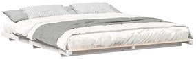 vidaXL Κρεβάτι δαπέδου Λευκό 200 x 210 cm Μασίφ ξύλο πεύκου