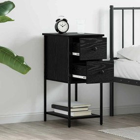 vidaXL Κομοδίνο Μαύρη δρυς 32 x 42 x 70 εκ Επεξεργασμένο ξύλο