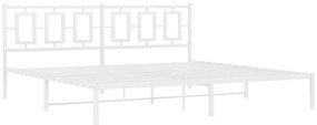 vidaXL Πλαίσιο Κρεβατιού με Κεφαλάρι Λευκό 193 x 203 εκ. Μεταλλικό
