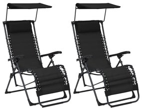 Καρέκλες Εξ. Χώρου Πτυσσόμενες 2 τεμ. Μαύρες από Textilene