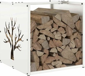 vidaXL Ράφι Καυσόξυλων Λευκό 40x40x40 εκ. Χάλυβας ψυχρής έλασης