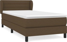 vidaXL Κρεβάτι Boxspring με Στρώμα Σκούρο Καφέ 90x200 εκ. Υφασμάτινο