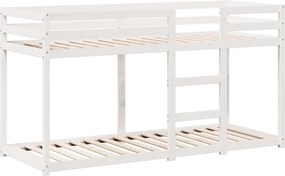 vidaXL Κουκέτα με Οροφή Λευκό 90x190 εκ. από Μασίφ Ξύλο Πεύκου