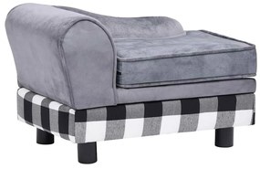 vidaXL Καναπές - Κρεβάτι Σκύλου Γκρι 57 x 34 x 36 εκ. Βελουτέ