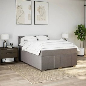 Κρεβάτι Boxspring με Στρώμα Taupe 140x190 εκ. Υφασμάτινο - Μπεζ-Γκρι