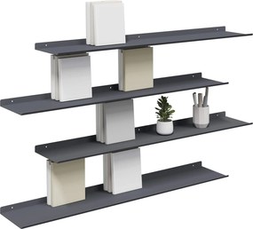 vidaXL Πλωτό ράφι Επιτοίχιο 4 pcs Ανθρακί 100 x 18 x 2,5 εκ Ατσάλι