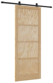 vidaXL Συρόμενη Πόρτα με Σετ Εξαρτημάτων 93x232 cm Μασίφ Ξύλο Πεύκου