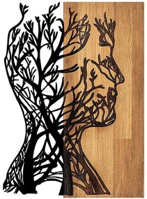 Διακοσμητικό Τοίχου Tree Man 899SKL2306 43x3x58cm Walnut-Black Wallity Μέταλλο,Ξύλο