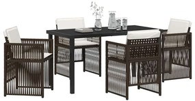 vidaXL Σέτ φαγητού για κήπο 5 pcs Καφέ Πολυ ράταν