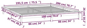 Πλαίσιο Κρεβατιού LED Λευκό 180x200 εκ. Super King Size Ξύλο - Λευκό