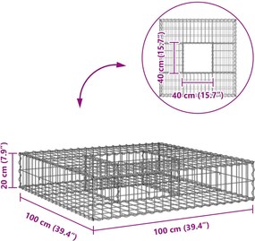 vidaXL Ανασηκωμένο κρεβάτι gabion Ασημί