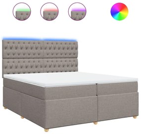 Κρεβάτι Boxspring με Στρώμα Taupe 200x200 εκ. Υφασμάτινο - Μπεζ-Γκρι