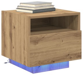 vidaXL Κομοδίνα με LED Φωτισμό 2 τεμ Κατασκευή από Οξιά 40x39x37 εκ