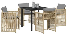 vidaXL Σέτ φαγητού για κήπο 5 pcs Μπεζ συνθετικό ρατάν