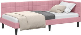 vidaXL Κρεβάτι Γωνίας Ροζ 100 x 200 cm Βελούδο