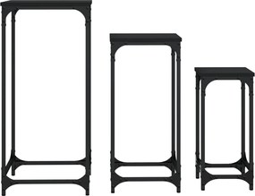 vidaXL Τραπεζάκια Ζιγκόν 3 τεμ. Μαύρα από Επεξεργασμένο Ξύλο