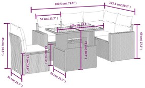 vidaXL Καναπές Κήπου 6 Τεμαχίων Μαύρο από Συνθετικό Ρατάν με Μαξιλάρια