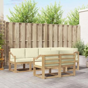 vidaXL Σειρά Καναπέ Εξωτερικού 7 pcs Λευκό και Κρεμ Πολυεστέρας