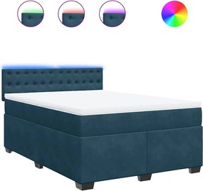 vidaXL Κρεβάτι Boxspring με Στρώμα Μπλε 160x200 εκ. Βελούδινο