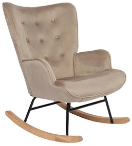 Πολυθρόνα Κουνιστή ArteLibre DARIA Ανοιχτό Καφέ Βελούδο/Μέταλλο/Ξύλο 85x69x90cm