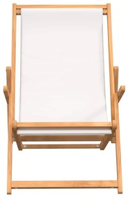 vidaXL Καρέκλα Παραλίας Πτυσσόμενη Κρεμ από Μασίφ Ξύλο Teak