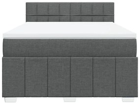 vidaXL Κρεβάτι Boxspring με Στρώμα Σκούρο Γκρι 140x190 εκ. Υφασμάτινο