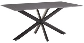 Dinning table Bethan sintered stone grey cement - metal black leg design 180x90x75cm 180x90x75 εκ.