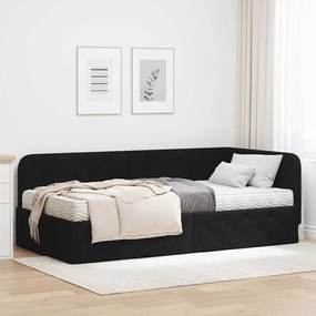 vidaXL Κρεβάτι Γωνίας Μαύρο 90 x 190 cm ύφασμα