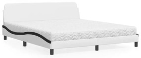 Κρεβάτι με Στρώμα Μαύρο/Λευκό 180x200 εκ. από Συνθετικό Δέρμα