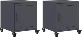 vidaXL Κομοδίνα 2 τεμ. Ανθρακί 36x39x43,5 εκ. από Χάλυβα
