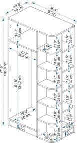 Διφυλλη Ντουλαπα Λευκο LUSES 60x94x190