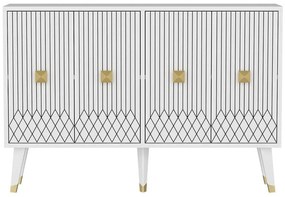 Μπουφές Carbin 327ODS1235 120x30x80cm White-Gold Μοριοσανίδα, Μελαμίνη