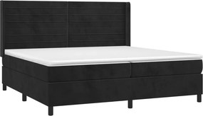 vidaXL Κρεβάτι Boxspring με Στρώμα &amp; LED Μαύρο 200x200 εκ. Βελούδινο