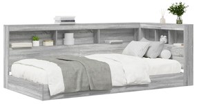 vidaXL Κρεβάτι Βιβλιοθήκη Γκρι Σονόμα 90x190 εκ. Επεξεργασμένου Ξύλου