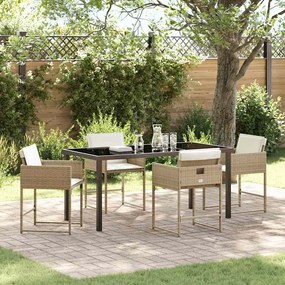 vidaXL Σέτ φαγητού για κήπο 5 pcs Μπεζ συνθετικό ρατάν