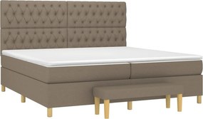 vidaXL Κρεβάτι Boxspring με Στρώμα Taupe 200x200 εκ. Υφασμάτινο